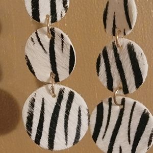 Zebra print dangling earrings